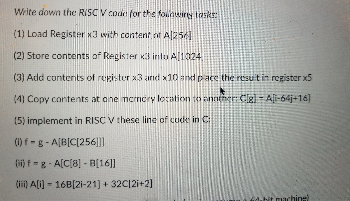 Answered Write Down The Risc V Code For The Bartleby