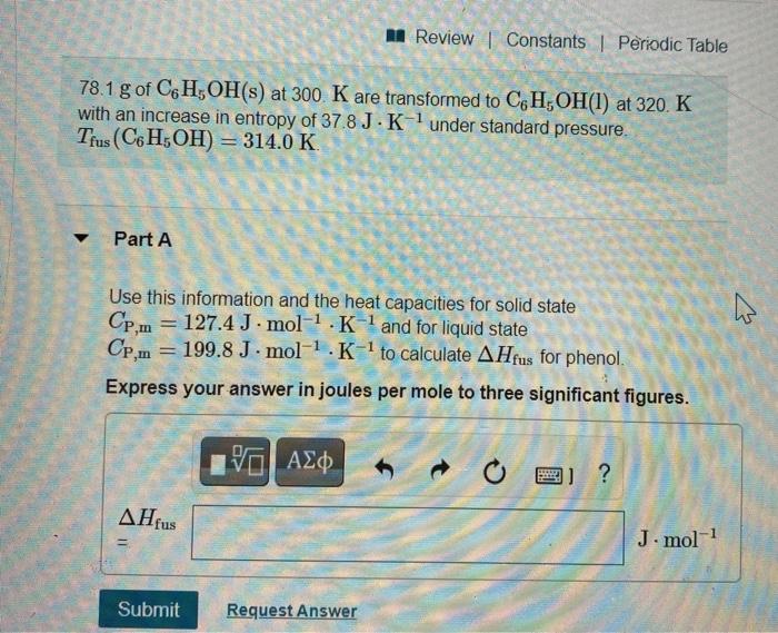 Answered 78 1 G Of C6 H Oh S At 300 K Are Bartleby