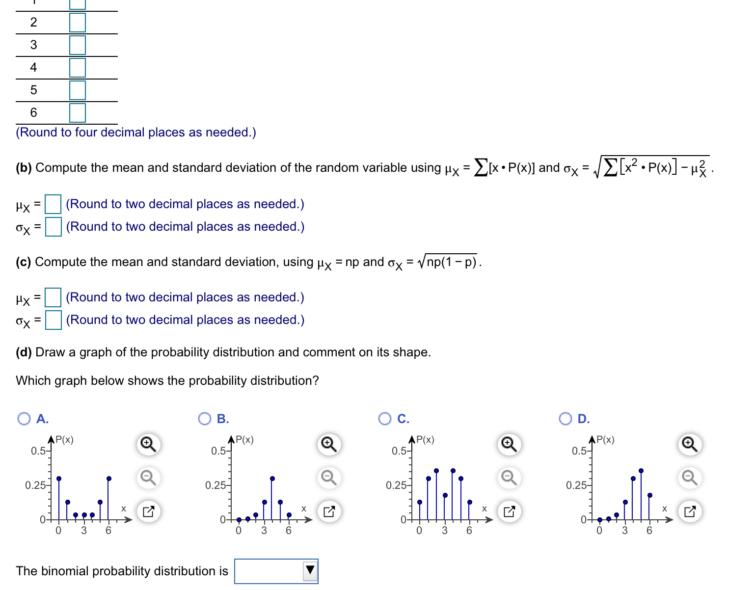 Answered Use N 6 And P 0 75 To Complete Parts Bartleby