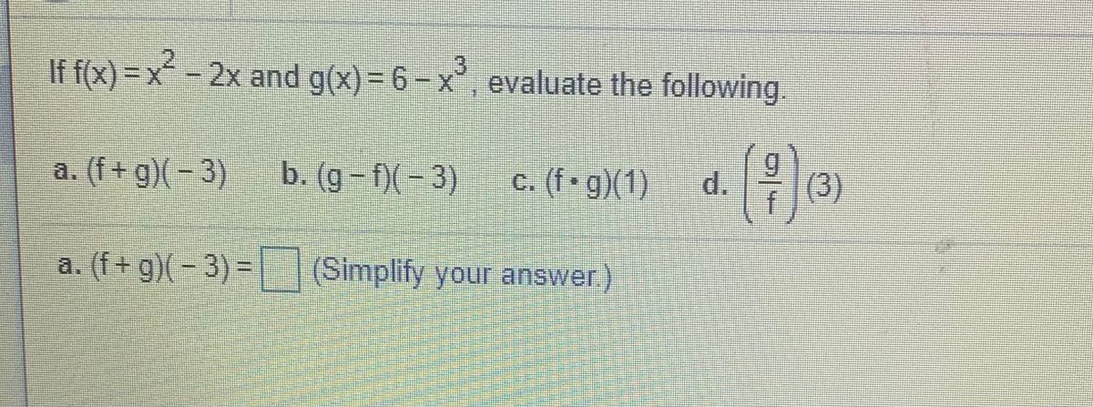 Answered If F X X 2x And G X 6 X Bartleby