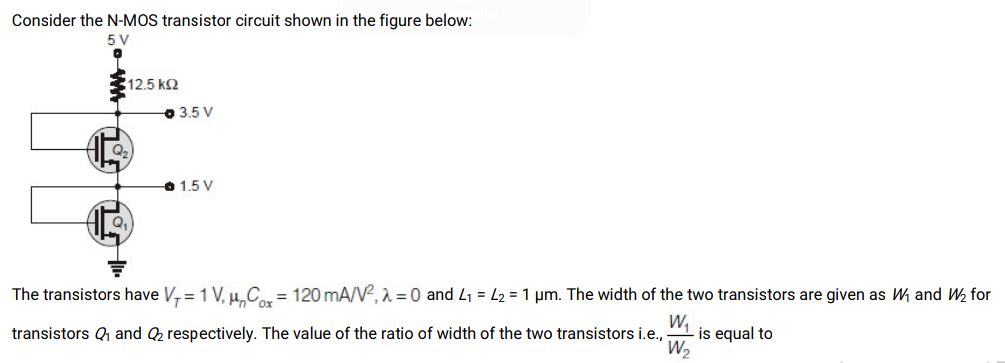 Answered Consider The N Mos Transistor Circuit Bartleby