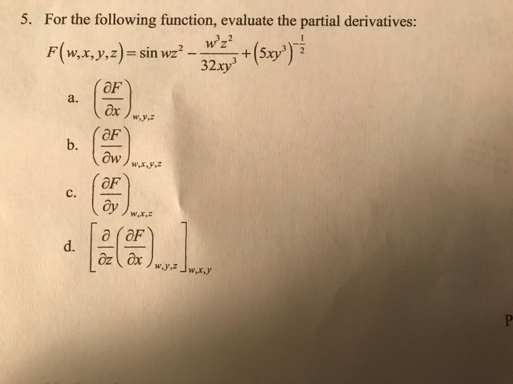 Answered 5 For The Following Function Evaluate Bartleby