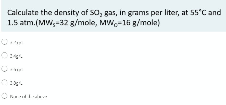 Answered Calculate The Density Of So Gas In Bartleby