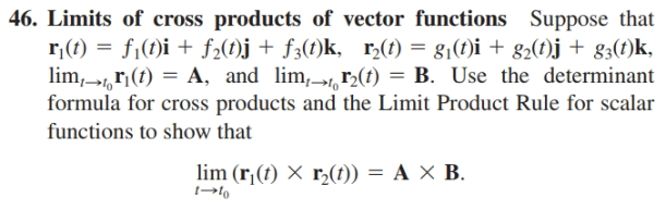 Answered 46 Limits Of Cross Products Of Vector Bartleby