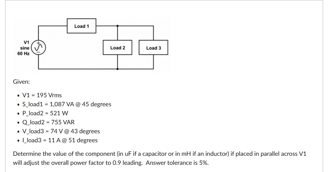 Answered Load 1 V1 Sine A Load 2 Load 3 60 Hz Bartleby