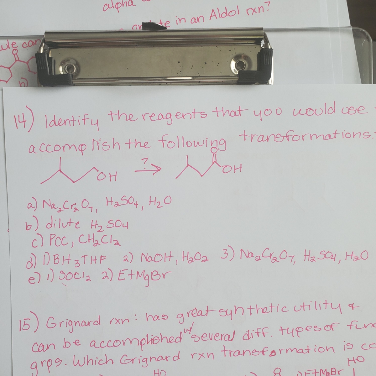 Answered 14 Identify The Reagents That Yoo Bartleby