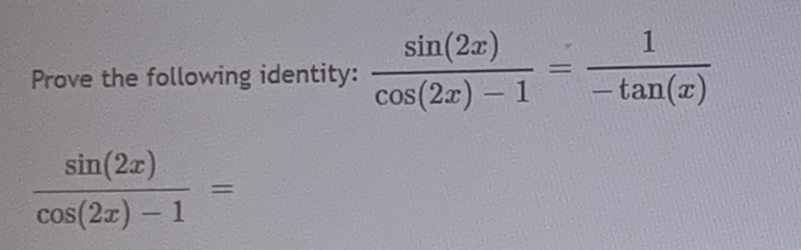 Answered Sin 2x 1 Prove The Following Identity Bartleby