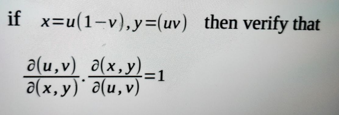 Answered If X U 1 V Y Uv Then Verify That Bartleby