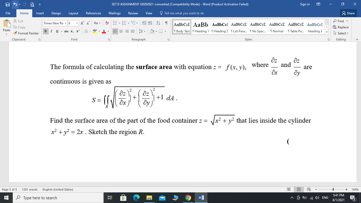 Answered The Formula Of Calculating The Surface Bartleby