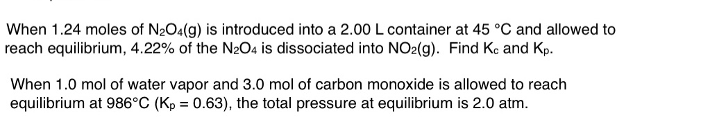 Answered: When 1.24 moles of N2O4(g) is… | bartleby