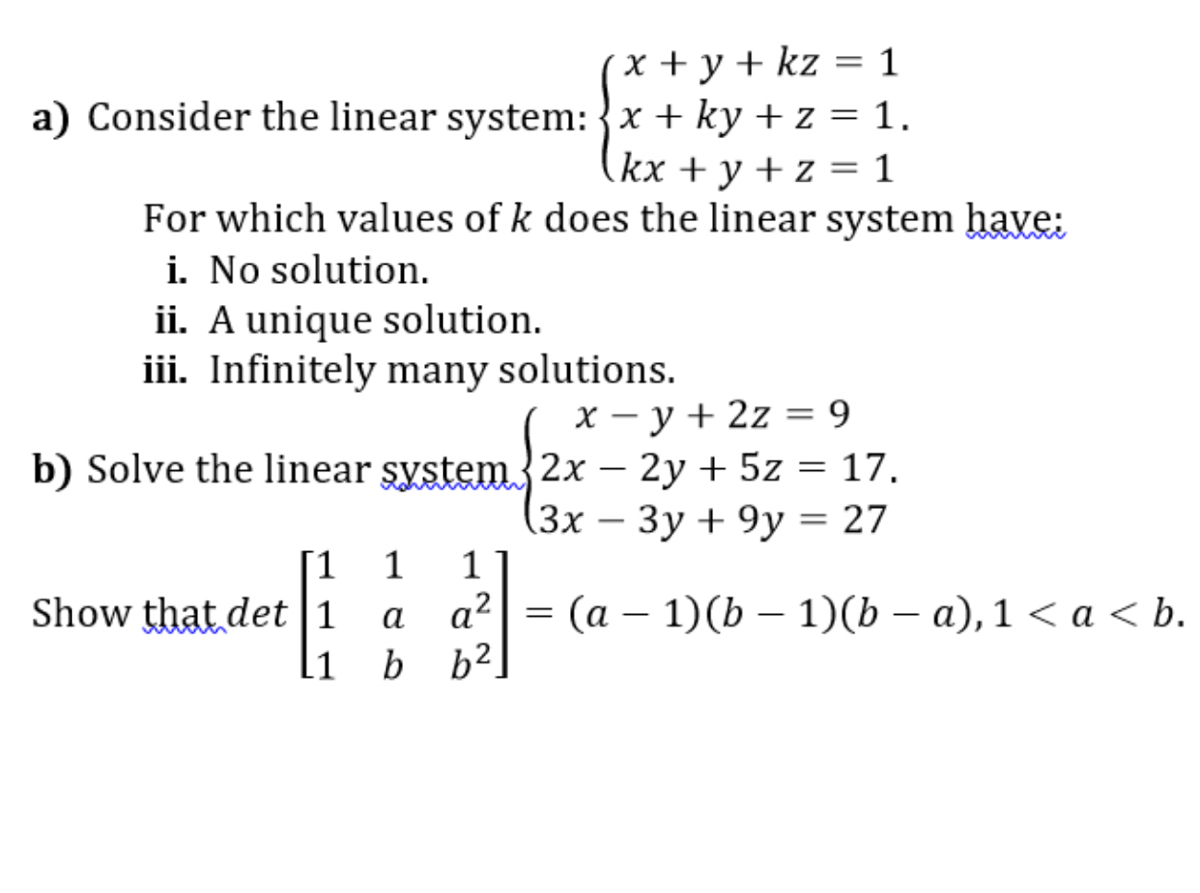 Answered X Y Kz 1 A Consider The Linear… Bartleby