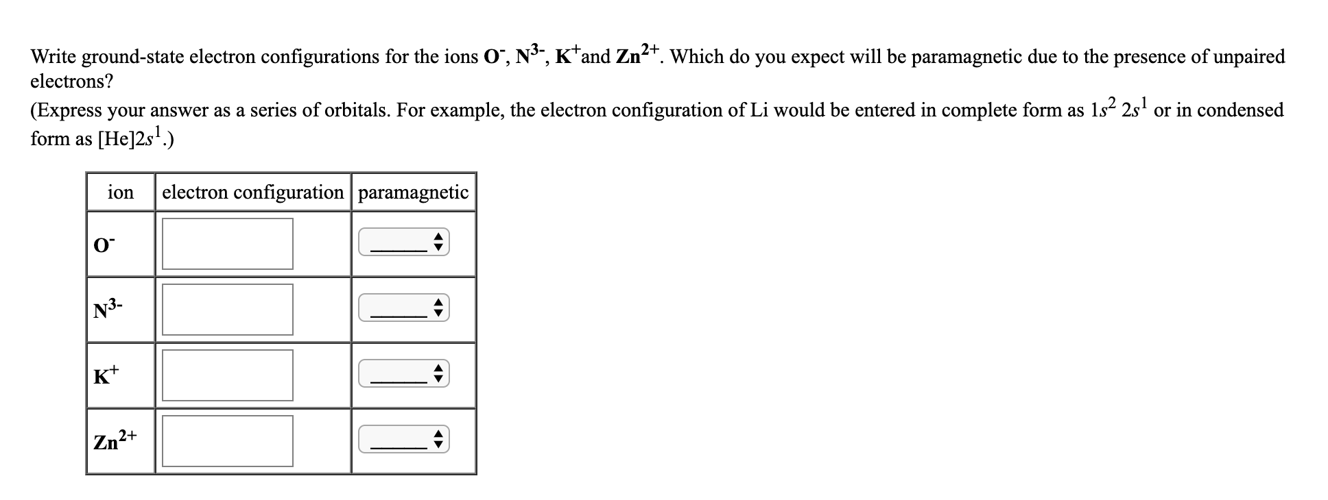 Answered: Write ground-state electron  bartleby