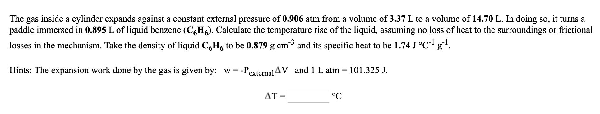 calculating workdone with temperature increase