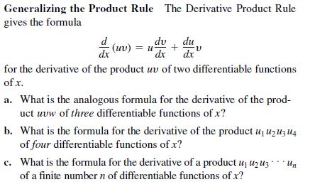 Formula product rule Product Rule