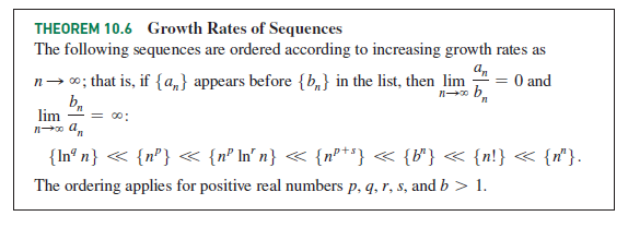 Answered Theorem 10 6 Growth Rates Of Sequences Bartleby