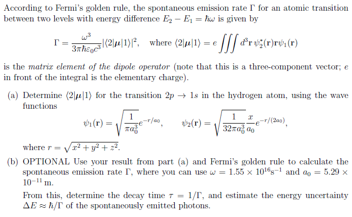 Answered According To Fermi S Golden Rule The Bartleby