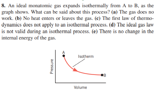 Answered: 8. An ideal monatomic gas expands… | bartleby