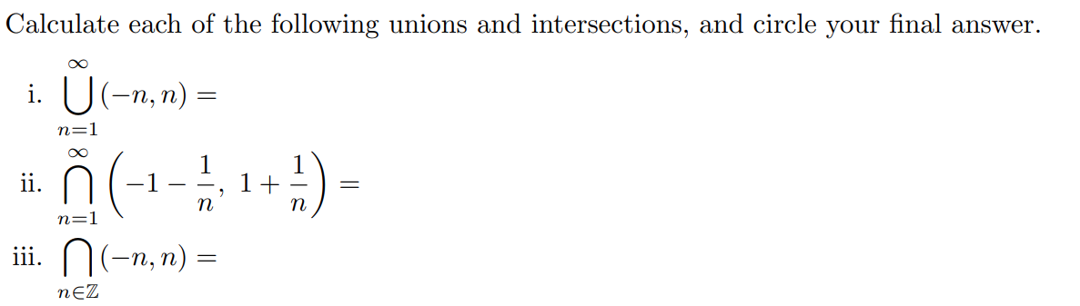 Answered Calculate Each Of The Following Unions Bartleby