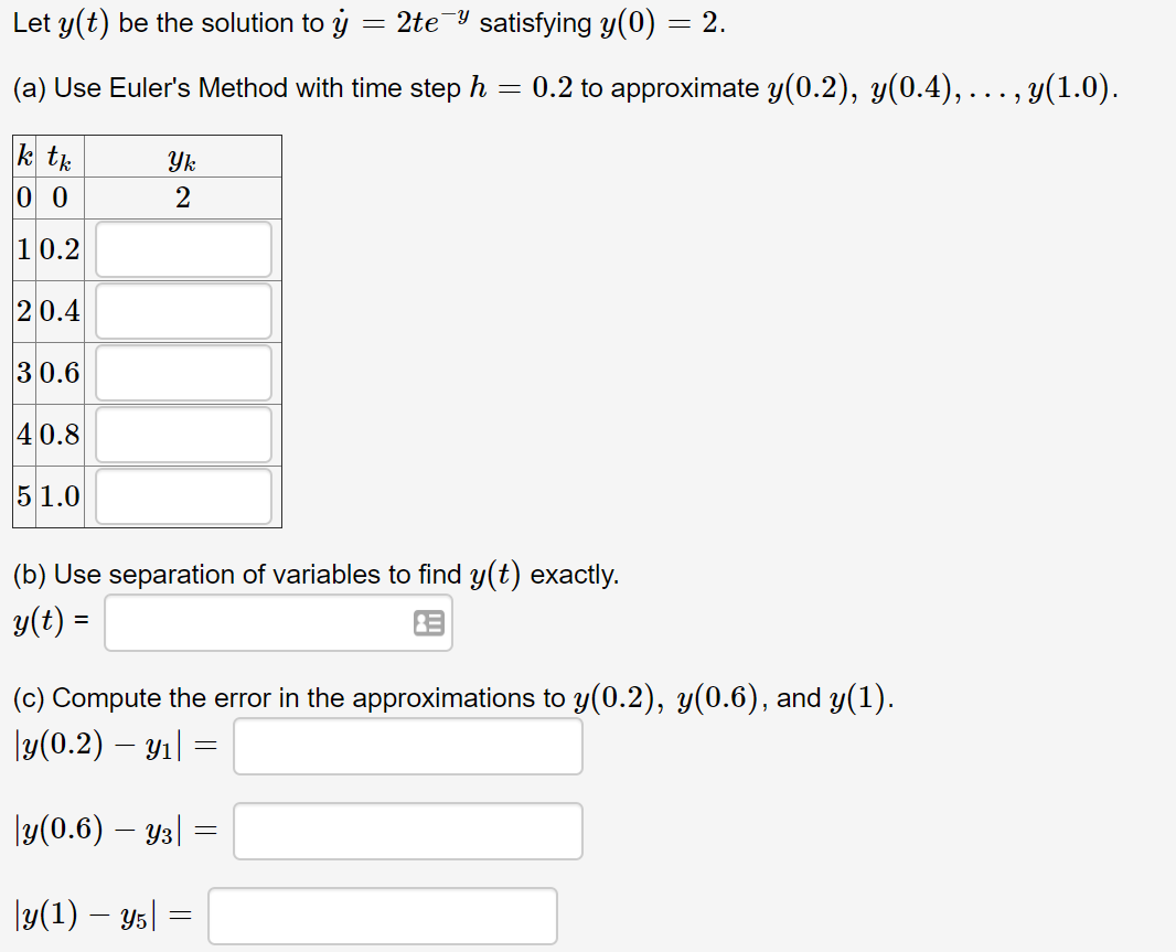 Answered Let Y T Be The Solution To Y 2te Y Bartleby