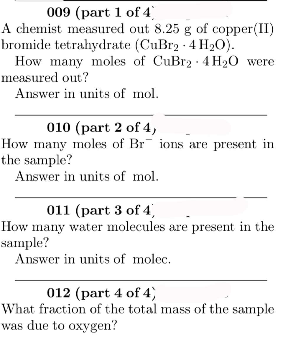 Answered: A chemist measured out 8.25 g of… | bartleby