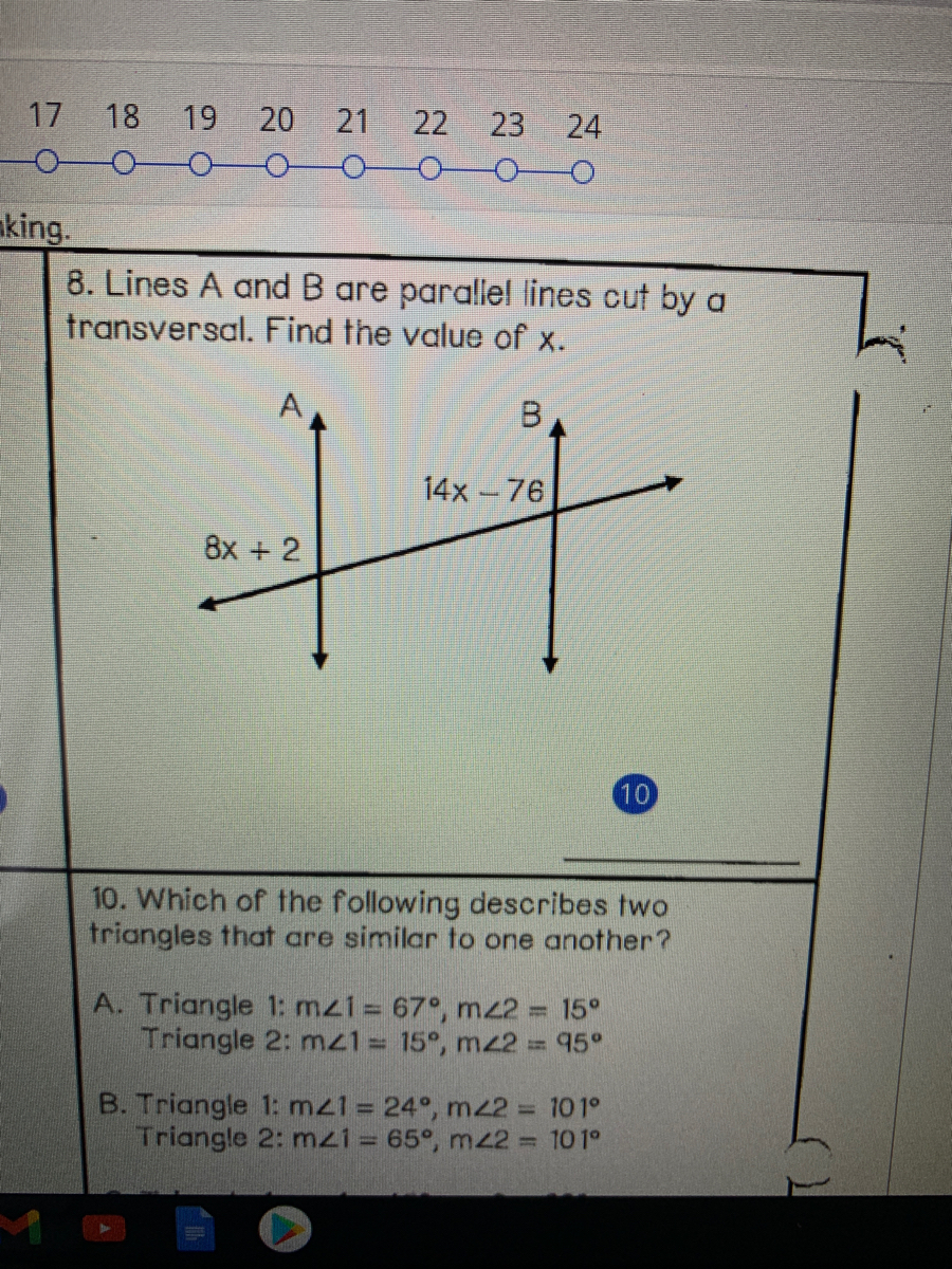 Answered: 8. Lines A And B Are Parallel Lines Cut… | Bartleby