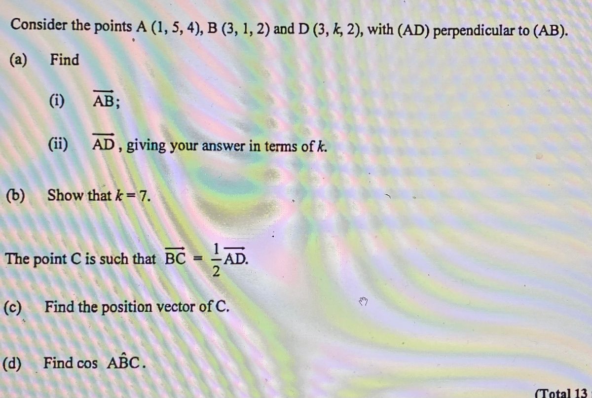 Answered: Consider The Points A (1, 5, 4), B (3,… | Bartleby