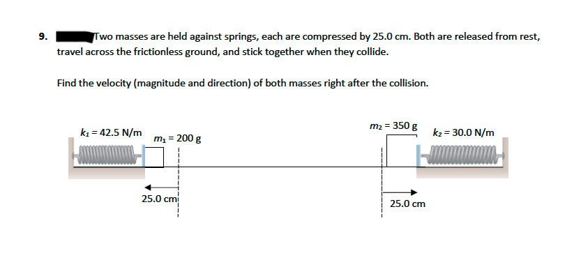 Answered: Two masses are held against springs,… | bartleby