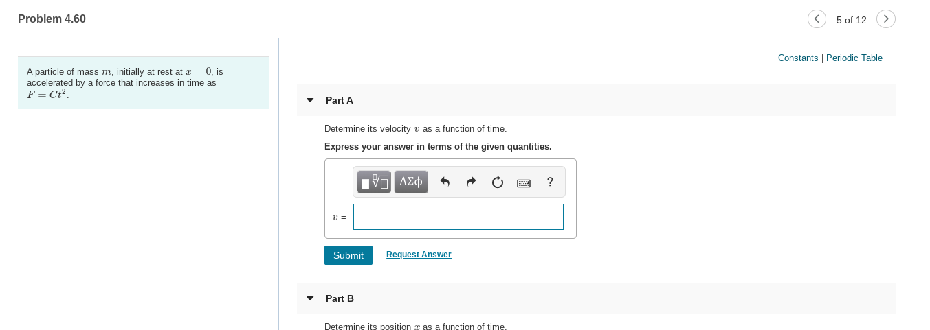 Answered Problem 4 60 5 Of 12 Constants Bartleby