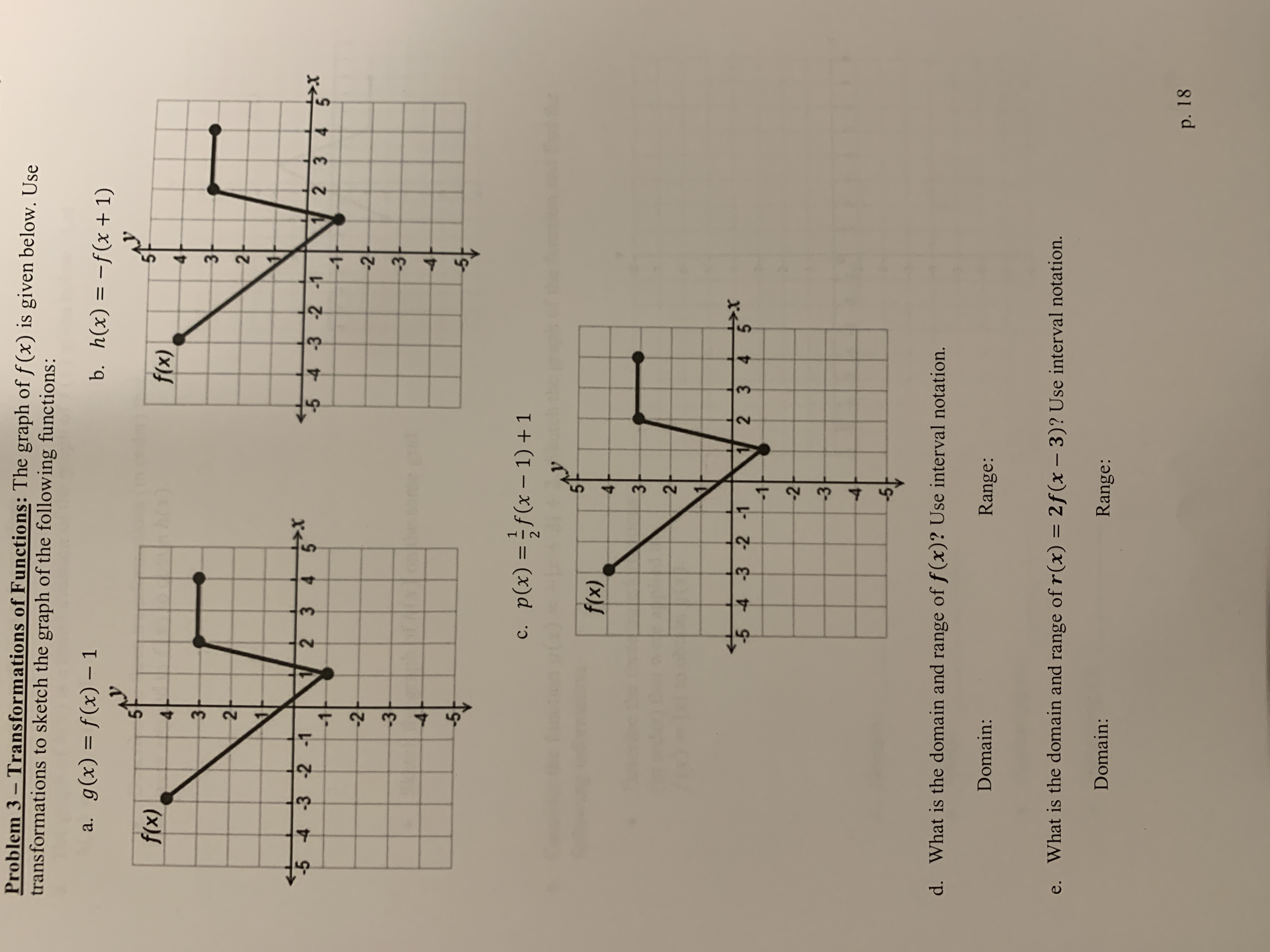 Answered Problem 3 Transformations Of Functions Bartleby