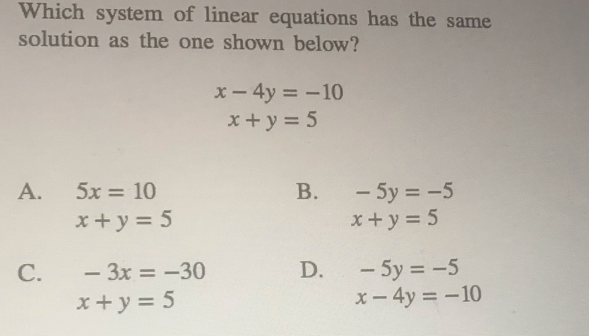 Answered X 4y 10 X Y 5 Bartleby