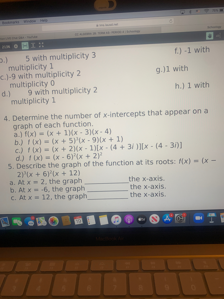 Answered 4 Determine The Number Of X Intercepts Bartleby