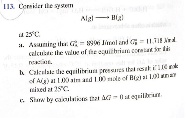 Answered Consider The System A G B G At 25 C Bartleby