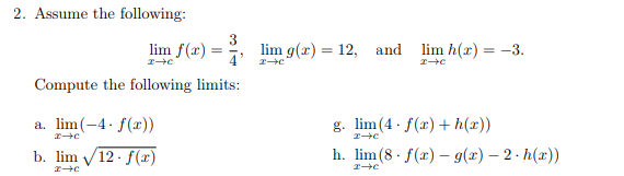 Answered 2 Assume The Following Lim F X Lim Bartleby