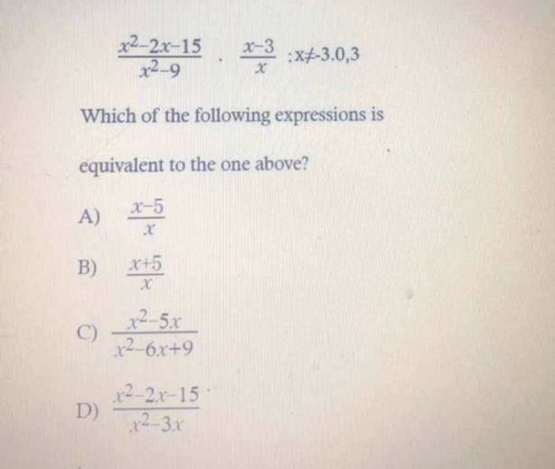 Answered X2 2x 15 X2 9 X 3 X 3 0 3 Which Of Bartle