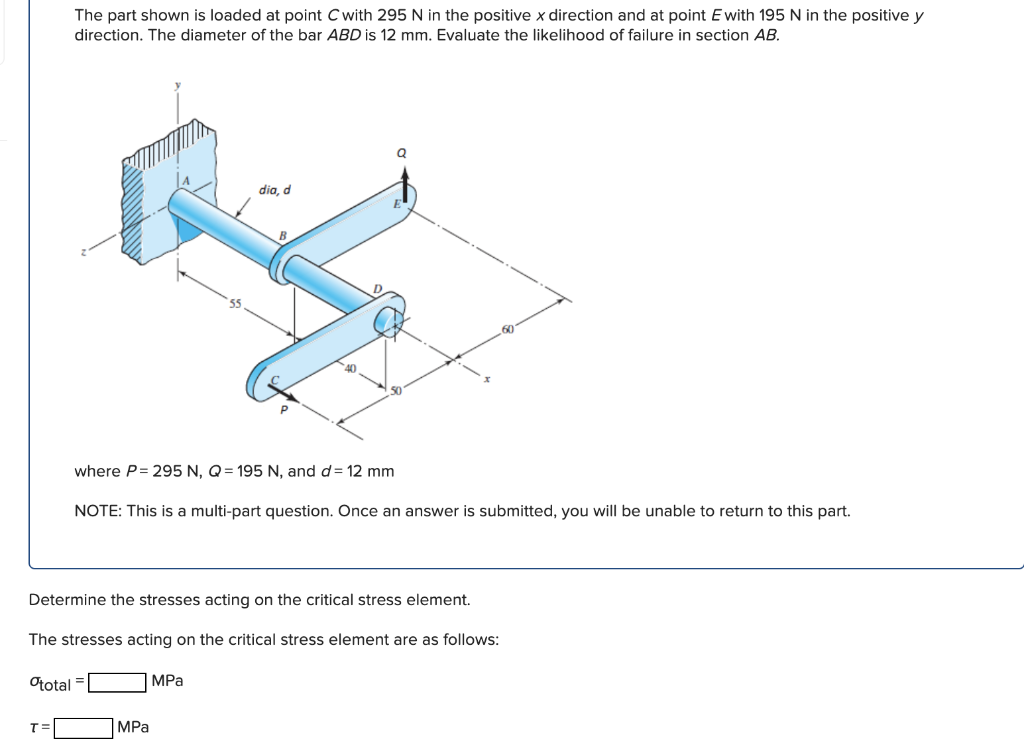 Answered The Part Shown Is Loaded At Point Cwith Bartleby