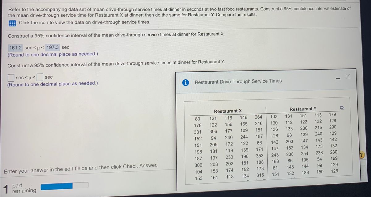 Answered Construct A 95 Confidence Interval Of Bartleby