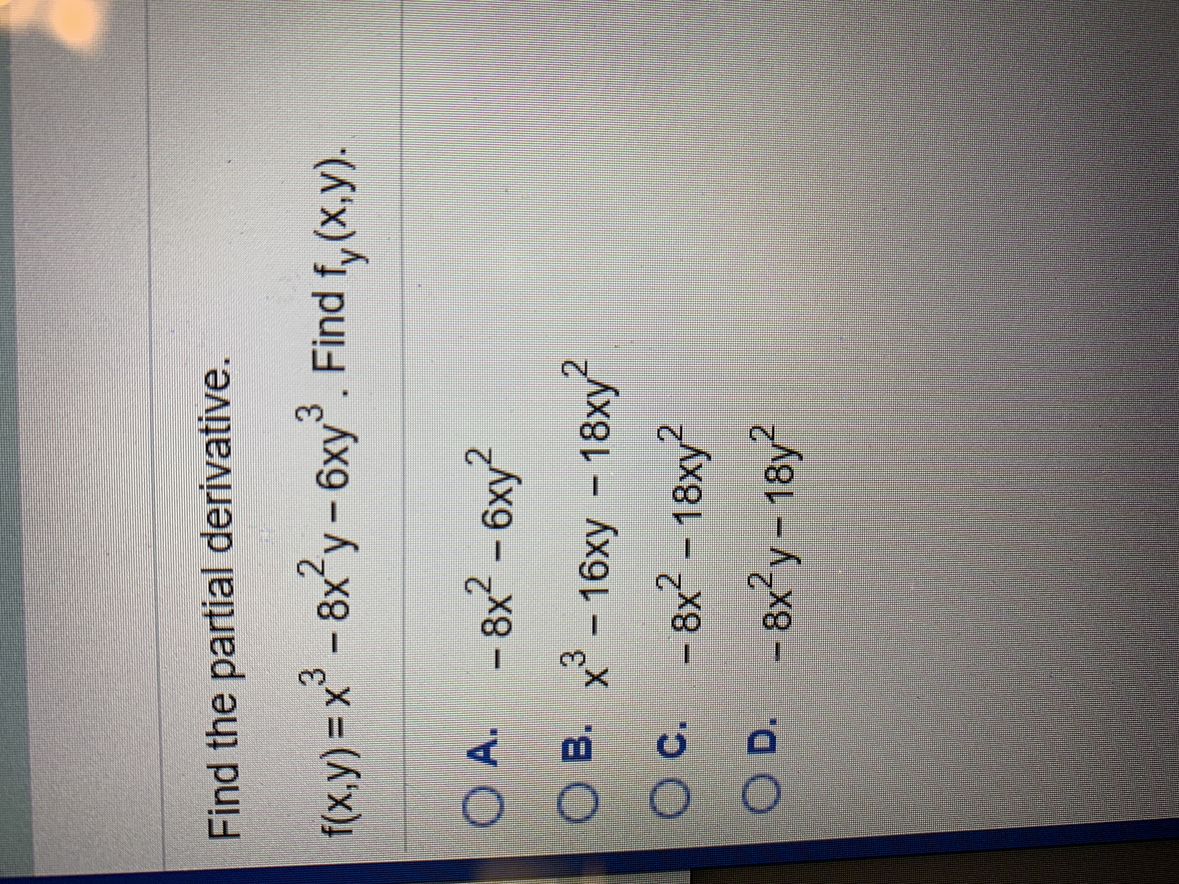 Answered He Partial Derivative X 8x Y 6xy Bartleby