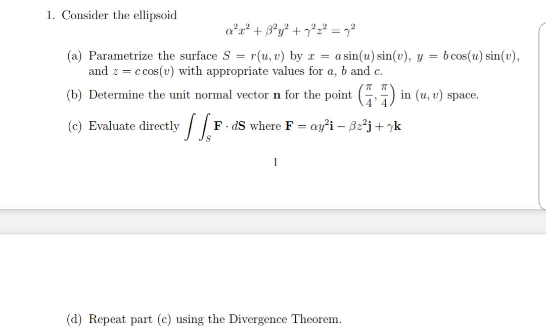 Answered 1 Consider The Ellipsoid A A B Y Bartleby