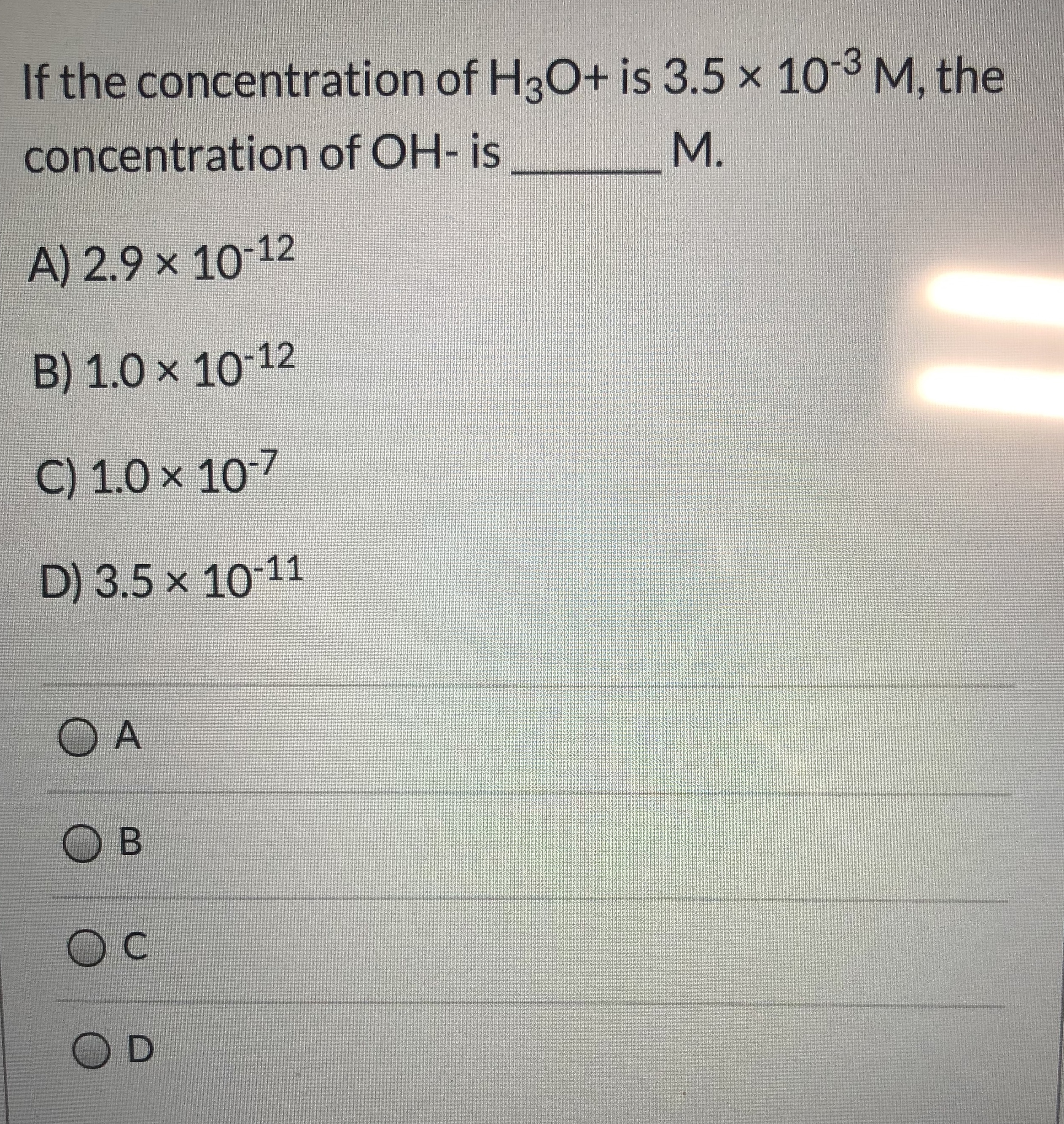 Answered If The Concentration Of H3o Is 3 5 X Bartleby