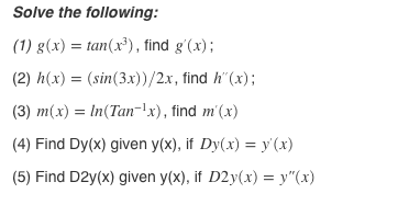 Answered Solve The Following 1 G X Bartleby