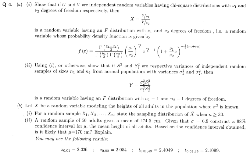 Answered: ow that if U and degrees of freedom… | bartleby