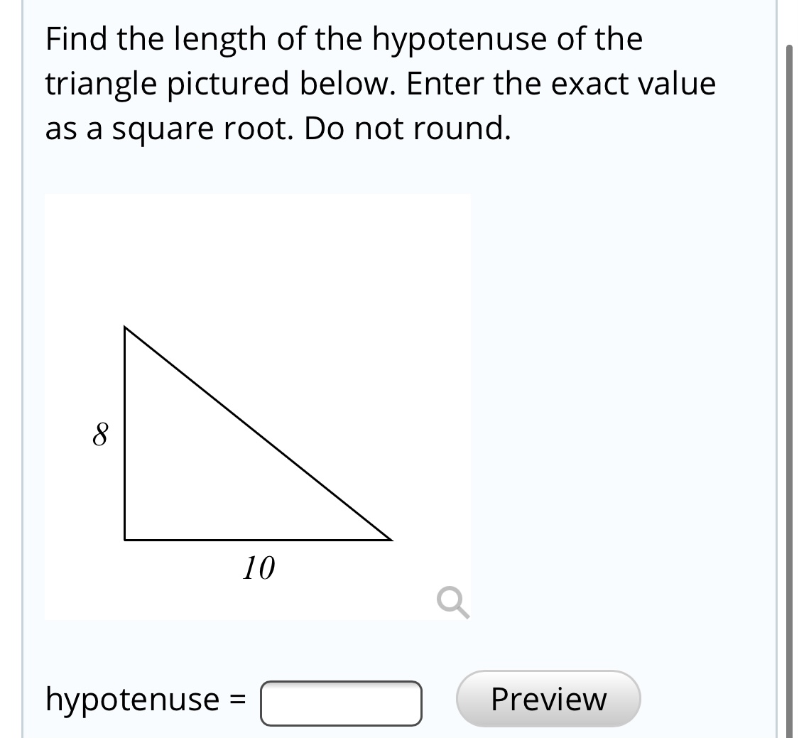 Answered Find The Length Of The Hypotenuse Of Bartleby 8588