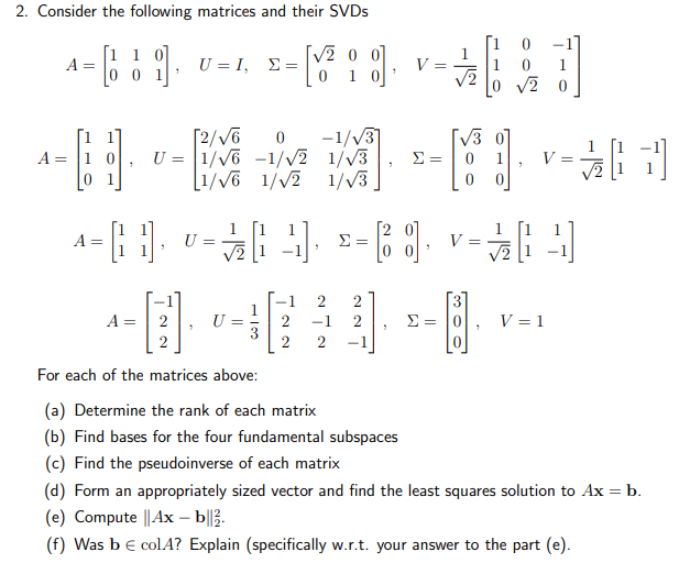 Answered Consider The Following Matrices And Bartleby