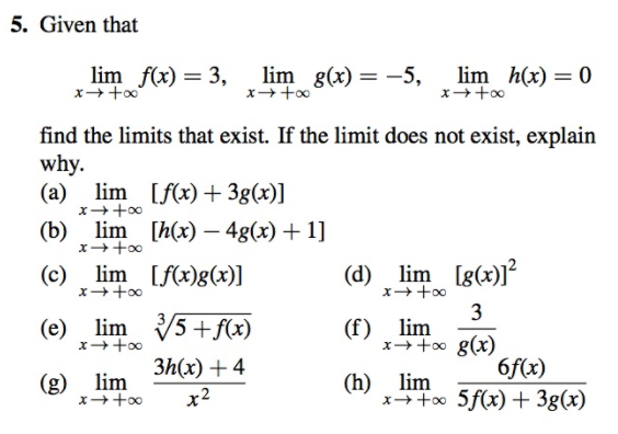 Answered A Lim F X 3g X B Lim H X Bartleby