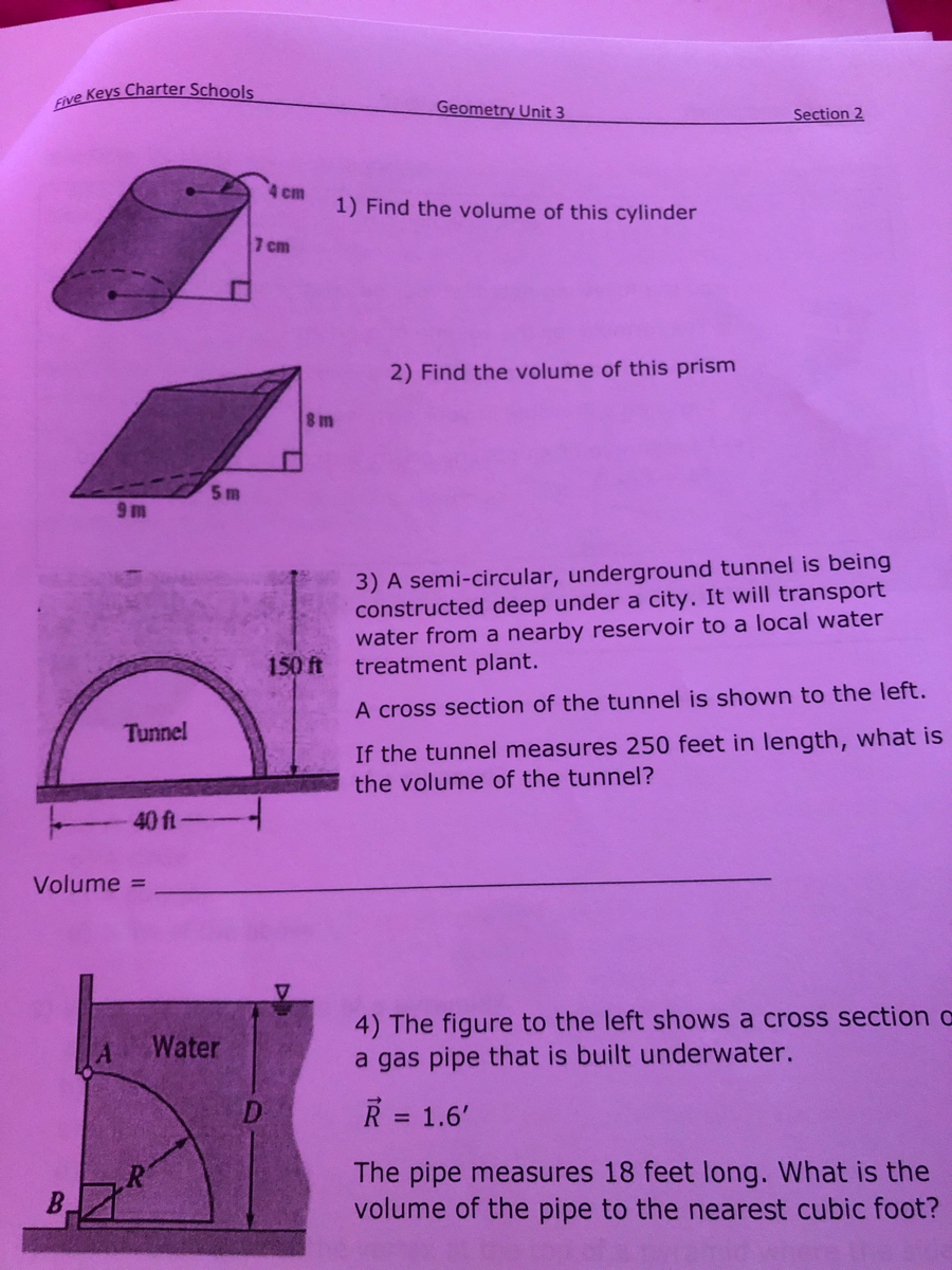 Answered 3 What Is The Volume Of The Tunnel Bartleby