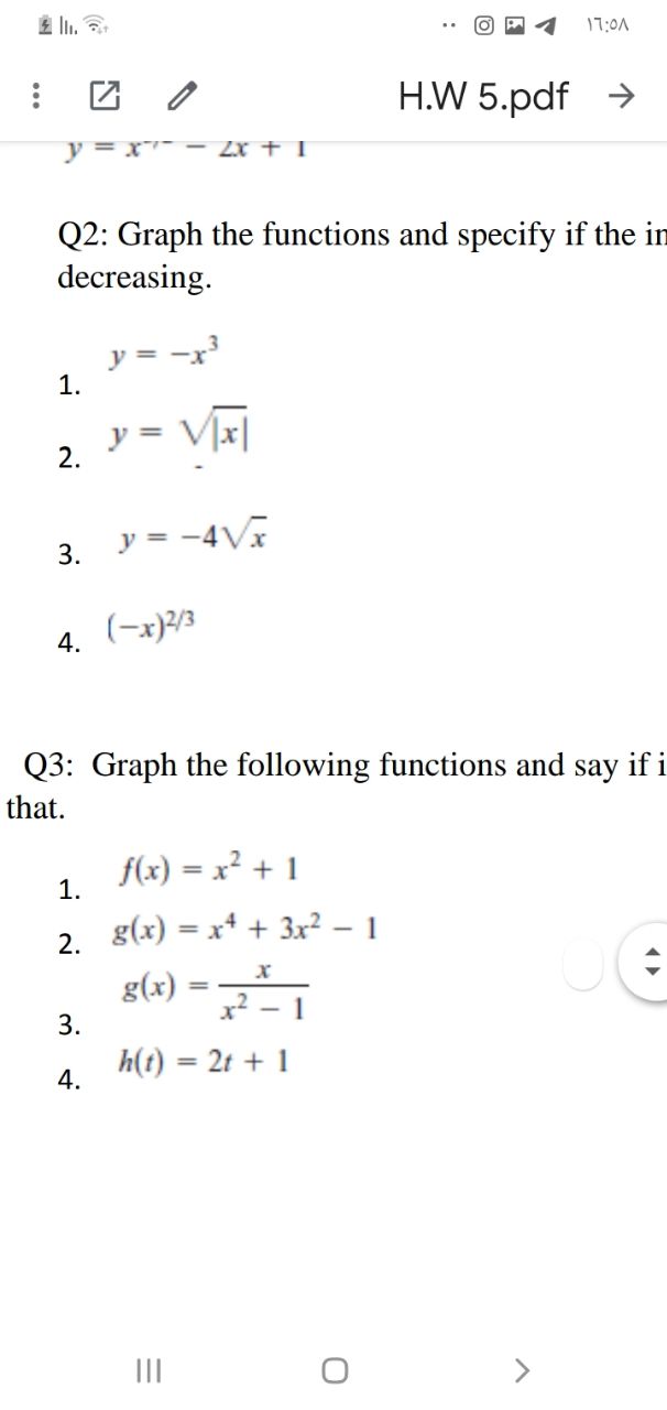 Answered Q2 Graph The Functions And Specify If Bartleby