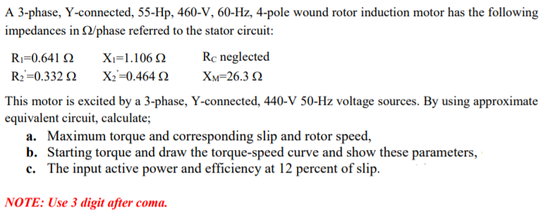 Answered A 3 Phase Y Connected 55 Hp 460 V Bartleby