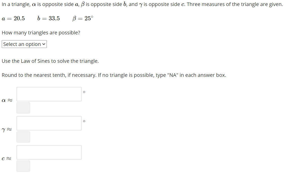 Answered In A Triangle A Is Opposite Side A Ss Bartleby