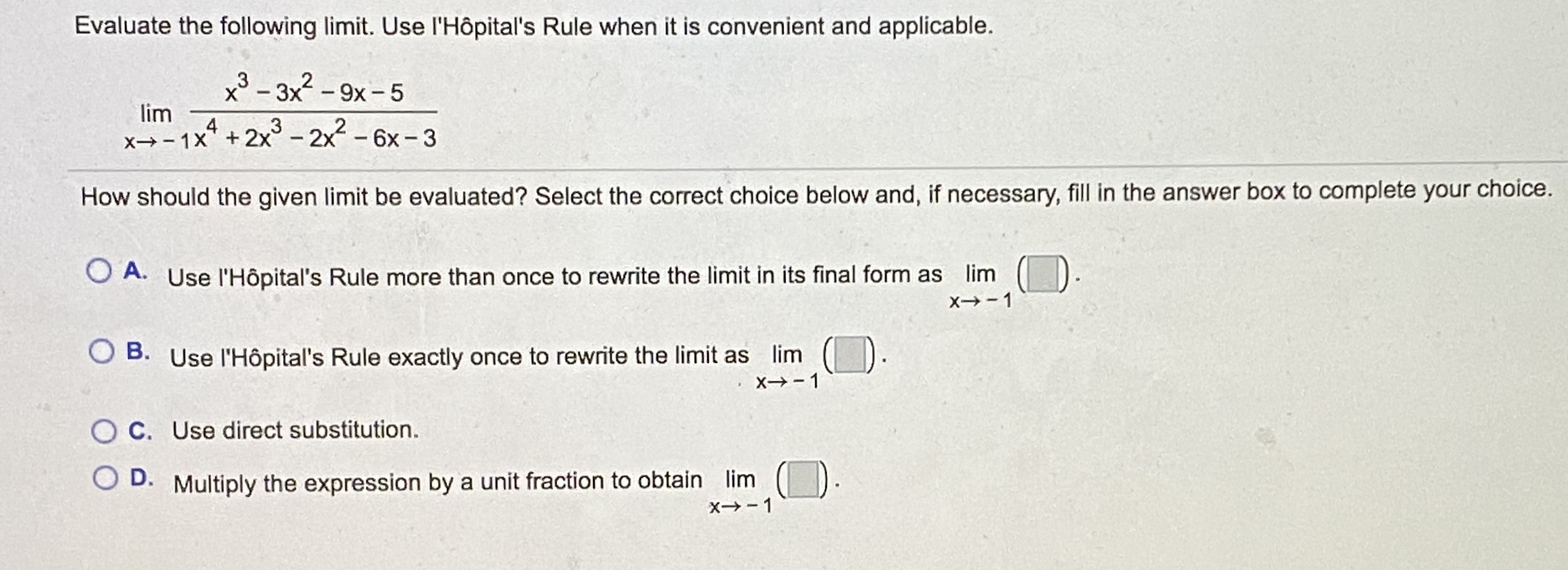 Answered Evaluate The Following Limit Use Bartleby