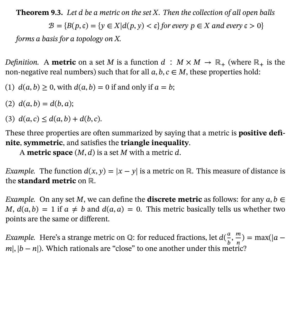 Answered Theorem 9 3 Let D Be A Metric On The Bartleby